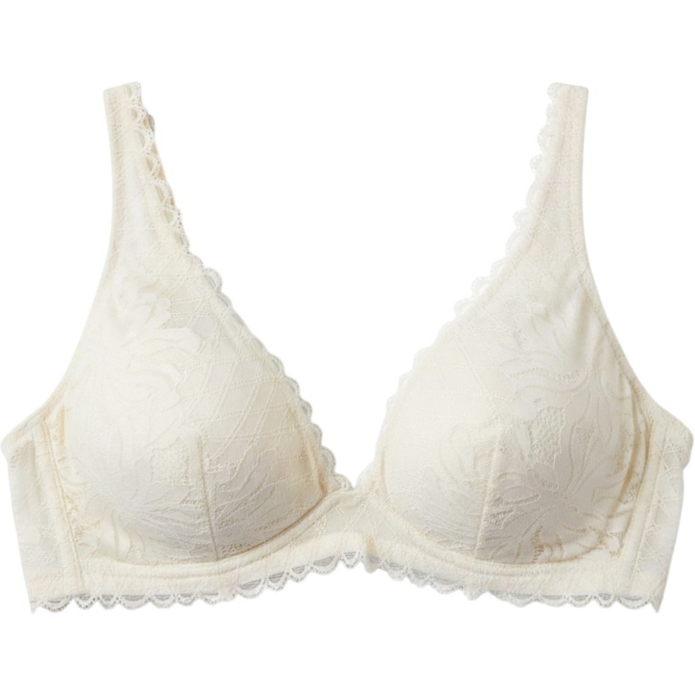 Anne Klein Bralette Bra Womens Large White Lace Pullover Wireless Stretch